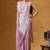 Peach green embroidered faux georgette ready to wear saree with blouse