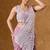 Peach green embroidered faux georgette ready to wear saree with blouse
