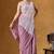 Peach green embroidered faux georgette ready to wear saree with blouse