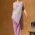 Peach green embroidered faux georgette ready to wear saree with blouse