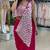 Rani-pink green embroidered faux georgette ready to wear saree with blouse