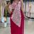 Rani-pink green embroidered faux georgette ready to wear saree with blouse