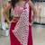 Rani-pink green embroidered faux georgette ready to wear saree with blouse