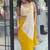 Yellow green embroidered faux georgette ready to wear saree with blouse