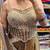 Golden embroidered satin ready to wear saree with blouse