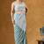 Green green embroidered faux georgette ready to wear saree with blouse