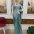 Green green embroidered faux georgette ready to wear saree with blouse