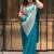 Rama green embroidered faux georgette ready to wear saree with blouse