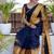 Blue weaving cotton silk ethnic saree with blouse