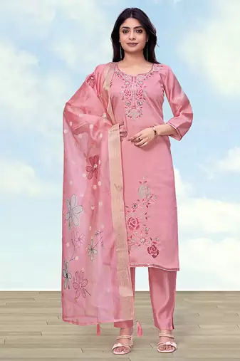 Pink color roman digital print kurta pair