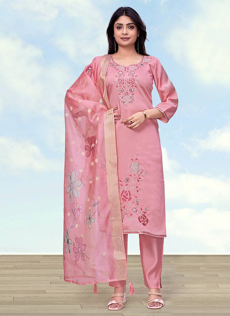 Pink color roman digital print kurta pair
