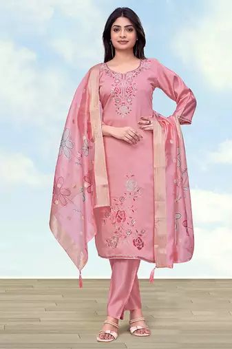 Pink color roman digital print kurta pair