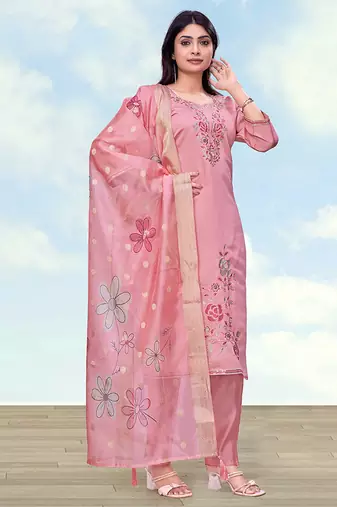 Pink color roman digital print kurta pair