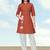 Rust color cotton flex embroidered work kurta set