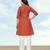 Rust color cotton flex embroidered work kurta set