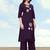 Dark purple cotton flex embroidered work kurta pant