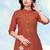 Rust color cotton flex embroidered work kurta set