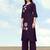 Dark purple cotton flex embroidered work kurta pant