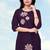 Dark purple cotton flex embroidered work kurta pant