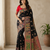 black embroidery border with dori fitting rich pallu pasmina silk saree