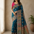 teal embroidery border with dori fitting rich pallu pasmina silk saree