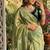 Light Green Color khatli with pearl moti work Sartin Saree