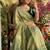 Light Green Color khatli with pearl moti work Sartin Saree