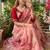 Peach Color khatli with pearl moti work Sartin Saree