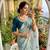 Sky Blue Color khatli with pearl moti work Sartin Saree