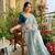 Sky Blue Color khatli with pearl moti work Sartin Saree