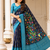black-teal printing and zari with border dola silk saree