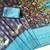 black-teal printing and zari with border dola silk saree