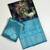 black-teal printing and zari with border dola silk saree