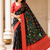 black-red printing and zari with border dola silk saree