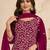 Cherry color embroideried faux georgette semi stitched salwar suit