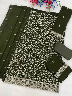 Mehendi embroidered faux georgette salwar suit 3