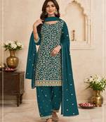 Morpich embroidered faux georgette salwar suit