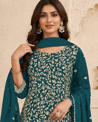 Morpich embroidered faux georgette salwar suit 2