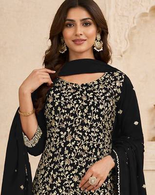 Black embroidered faux georgette salwar suit 2