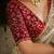 Beige satin silk saree with red embroidered blouse
