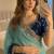 Blue Color embroidery sequence Work Silk Blend Saree