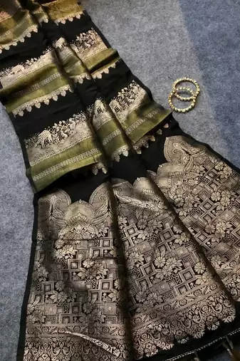 black silk printed saree