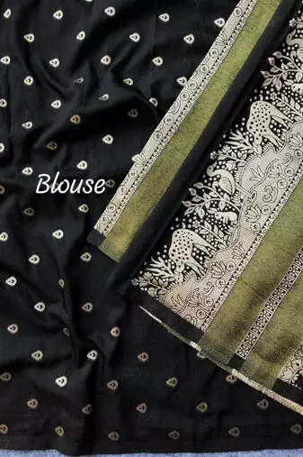black silk printed saree