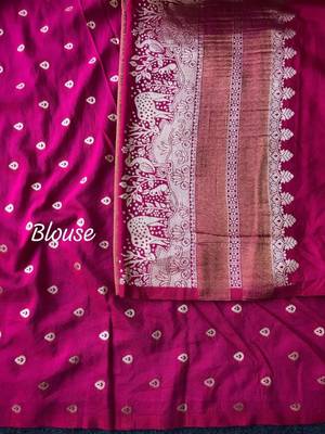 rani pink silk printed saree 2