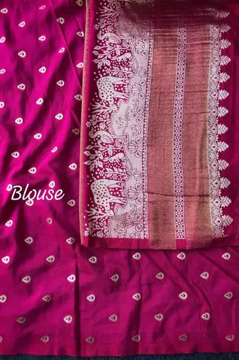 rani pink silk printed saree