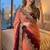 Orange Color embroidery sequence Work Silk Blend Saree