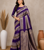 purple silk printed saree