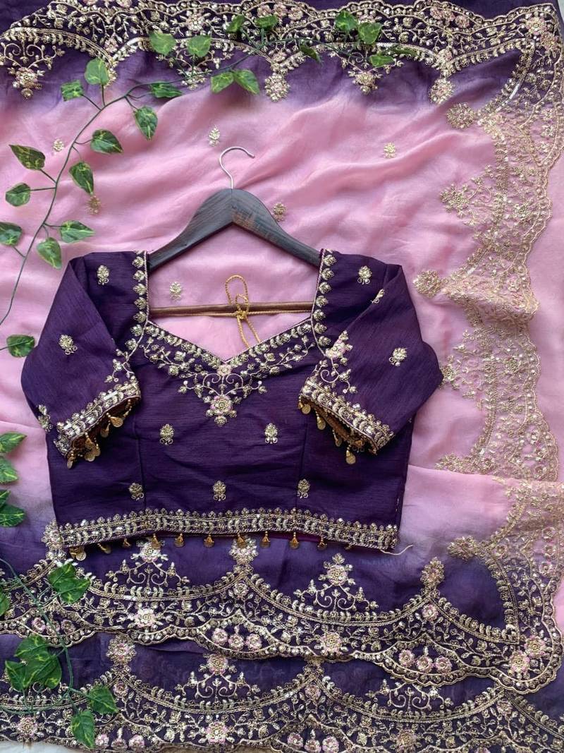 Pink Color embroidery sequence Work Silk Blend Saree