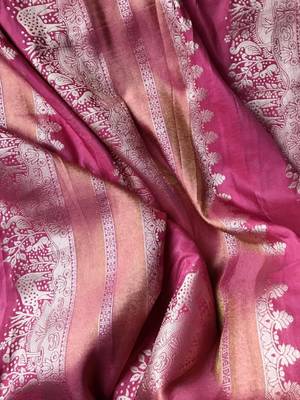 pink silk printed saree 2
