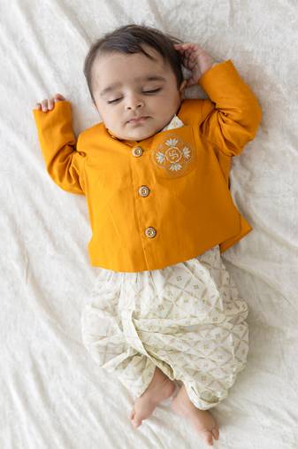 Yellow plain viscose  bandhgala Set
